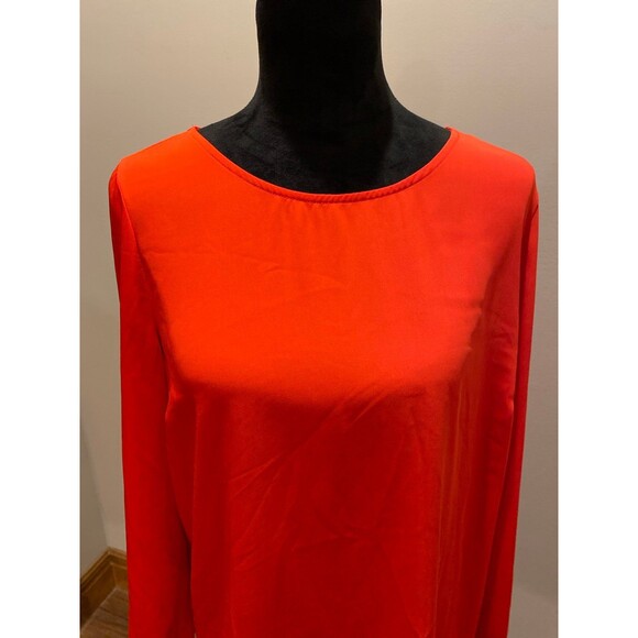 Skies Are Blue Blouse Size Large Top Red Unique Ruffle Corset Back Flowy Sleeve - Picture 3 of 11